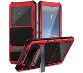 Funda De Pc + Silicona + Soporte Metálico Para Samsung Galaxy S25 Ultra Con Película De Vidrio Templado, Color Rojo