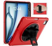 Funda Para Ipad Air 13 (2024)/ipad Pro 12.9 (2022/2021/2020/2018) Con Soporte De Pc, Tpu Y Funda De Silicona Y Ranura Para Lápiz, Color Rojo