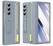 Funda Con Soporte Para Samsung Galaxy Z Fold4 5g, Protector De Pantalla De Vidrio Templado Y Lápiz Óptico, Color Gris