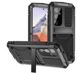 Funda De Pc + Silicona + Soporte Metálico Para Samsung Galaxy S25 Con Película De Vidrio Templado, Color Negro