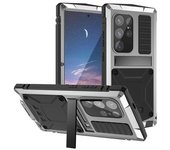 Funda De Pc + Silicona + Soporte Metálico Para Samsung Galaxy S25 Ultra Con Película De Vidrio Templado, Color Plateado