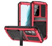 Funda De Pc + Silicona + Soporte Metálico Para Samsung Galaxy S25 Plus(+) Con Película De Vidrio Templado, Color Rojo
