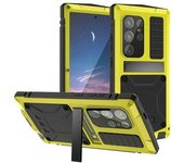 Funda Para Samsung Galaxy S25 Ultra De Pc, Silicona Y Soporte Metálico Con Película De Vidrio Templado, Color Amarillo