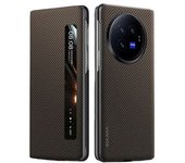 Funda De Cuero Con Ventana De Visualización Y Cubierta De Pc Para Vivo X Fold3, Color Marrón