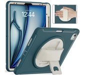 Funda Para Ipad Air 13 (2024)/ipad Pro 12.9 (2022/2021/2020/2018) Con Soporte De Pc, Tpu Y Funda De Silicona Y Ranura Para Bolígrafo - Azul Aciano