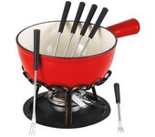 Tableandcook Set De Fondue Liso Rojo 20 Cm Calentador De Hierro Forjado - Dsbrgsaf20