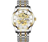 Reloj Deportivo Automático Con Mecanismo De Esqueleto Dorado Resistente Al Agua Para Hombre, Color Plata