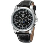 Reloj Analógico Automático Con Fase Lunar En Color Negro Auténtico Para Hombre