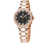 Reloj Mecánico Automático Para Mujer Diseño Hueco En Oro Rosa(negro/oro Rosa)