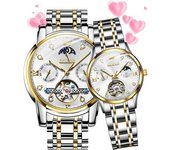 Reloj Mecánico Automático Con Diamantes Para Parejas, Regalo Romántico De Boda (blanco)