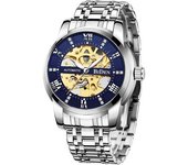 Reloj Deportivo Automático De Oro Con Mecanismo Esquelético, Resistente Al Agua, Para Hombre, Color Negro Y Plateado