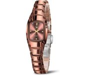 Reloj Ultrafino Para Mujer En Oro Rosa, Acero De Tungsteno Y Diamantes, Adecuado Para Muñecas Pequeñas Y Cuadradas(rojo)