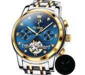 Reloj Automático Para Hombre Tourbillon Con Diamantes Fase Lunar Reloj Para Hombre Luminoso De Acero Inoxidable De Dos Colores Resistente Al Agua(oro