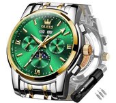 Reloj Mecánico Automático Tourbillon De Acero Inoxidable Resistente Al Agua Con Fecha Luminosa Para Hombre(correa Y Cara Verde)