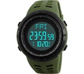 Reloj Deportivo Digital Con Podómetro Y Alarma Led, Con Luz De Fondo Y Bloqueo De 2 Tiempos, Resistente Al Agua Hasta 50 M, Color Verde