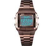 Reloj Digital Cuadrado De Estilo Para Hombre, Relojes De Pulsera Deportivos A Prueba De Agua, Dorado