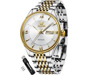 Reloj Automático De Acero Inoxidable Resistente Al Agua Con Calendario Luminoso Para Hombre(esfera Blanca)