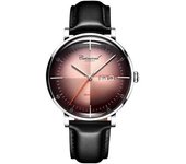 Reloj Automático Con Fecha Para Hombre De Brands Con Correa De Piel - Marrón Plateado
