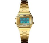 Reloj Digital De Acero Inoxidable Dorado Con Temporizador Y Luz De Fondo, Reloj Despertador Resistente Al Agua, Reloj Led, Color Negro