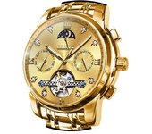Reloj Hueco Automático Para Hombre Calendario Clásico Reloj De Acero Inoxidable Resistente Al Agua(oro)