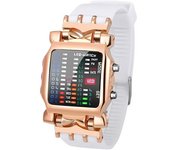 Reloj De Pulsera Para Hombre Con Correa De Caucho Resistente Al Agua Y Diseño Cuadrado De Cangrejo Led, Oro Rosa Y Blanco