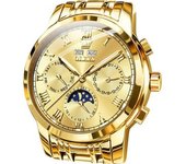 Reloj Mecánico Automático Para Hombre, De Acero Inoxidable, Con Fase Lunar, Resistente Al Agua, Luminoso, Con Calendario(oro)