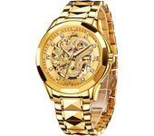Reloj Mecánico Automático De Oro Para Hombre Reloj Luminoso Impermeable Con Diamantes(oro)