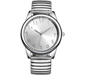 Relojes De Banda Elástica Con Números Arábigos De Diseño Simple Para Hombre Y Mujer, Reloj De Movimiento Japonés Plateado
