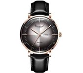 Reloj Automático Para Hombre Con Fecha Y Correa De Piel - Rosa Gris