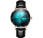 Reloj Automático Para Hombre Con Fecha Y Correa De Piel - Rosa Verde