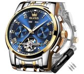 Reloj Luminoso Impermeable De Acero Inoxidable Mecánico Automático Tourbillon Para Hombre(blanco)