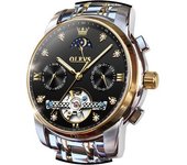 Reloj Hueco Automático Para Hombre Calendario Clásico Reloj De Acero Inoxidable Resistente Al Agua(oro Negro)