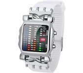 Reloj De Pulsera Para Hombre Con Correa De Caucho Resistente Al Agua Y Diseño Cuadrado De Cangrejo Led, Color Plateado Y Blanco
