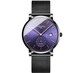 Reloj Automático De Malla Ultrafino De Acero Inoxidable Resistente Al Agua Para Hombre, Color Blanco Y Marrón