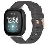Correa Para Fitbit Versa 4 / Sense 2 Correa De Reloj Universal De Lona Con Tejido De Nailon Gris Oscuro Yemaesre