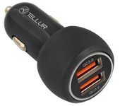 Cargador De Coche Fcc8 Tellur, 6a, 36w (qc 3.0 + Qc 3.0), Negro