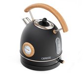 Hervidor De Agua Caprizze Nara 2200 W De Acero Inoxidable Con Termómetro Integrado Capacidad 1.8 L Negro Mate Y Efecto Madera
