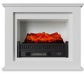 Chimenea Eléctrica Brasas Kit Marco Blanco Y Calefactor Decorativo De Pared Kekai Bairon 90x30x75 Cm 3 Niveles Control Remoto