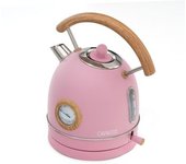 Hervidor De Agua Caprizze Nara 2200 W De Acero Inoxidable Con Termómetro Integrado Capacidad 1.8 L Rosa Mate Y Efecto Madera