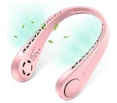 Ventilador De Cuello Ligero Y Sin Aspas, Manos Libres, Rosa
