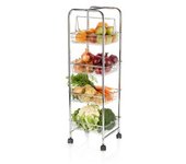 Kitchencraft Storage Trolley Carrito De Cuatro Niveles Para Almacenar Con Cestas Desmontables, Cromo, 87 X 26 X 25 Cm