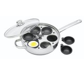 Kitchencraft Sartén Para Escalfar Huevos Con Antiadherente, Apta Para Inducción, Acero Inoxidable, Para 6 Huevos, 26cm (10''), Plata