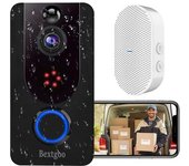 Timbre Con Cámara Inalámbrica, Vídeo Inalámbrico, Resolución Fhd De 1080p, Detección De Movimiento Pir, Resistencia Al Agua Ip66, Batería De 5200mah