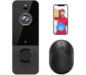 Timbre Con Vídeo Wifi Inalámbrico Con Reloj Interior, Timbre Inteligente Impermeable Ip65 Con Detector De Movimiento, Vídeo Hd 1080, Visión Nocturna,