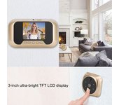 Visor De Puerta Inteligente Con Vídeo Y Foto De 3 Pulgadas, 720p, Visión Nocturna Pir, Cámara Electrónica, Timbre De Puerta Para Sistema De Alarma De