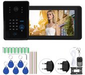 Timbre Con Vídeo Wifi De 7 Pulgadas Con Contraseña Y Lector De Tarjetas, Resistente Al Agua, Con Sensor Ir (ue 110-240v)