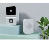 Timbre Con Vídeo Con Reloj Interior Timbre De Seguridad Inalámbrico Vigilancia Del Hogar Video Timbre Cámara Macaron, Z30, Blanco
