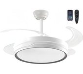 Ventilador Techo Con Luz 84w Invisible Motor Dc Silencioso Con Mando A Distancia Y Palas Retráctiles Función Verano-invierno