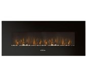 Chimenea Eléctrica Mural 2kw Panorámica En Cristal Templado Negro Con Mando A Distancia