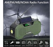 Radio De Emergencia Verde, Manivela Solar De 5000mah, Radio Portátil Am/fm/noaa Sos Con Linterna Y Luz De Lectura, Cargador Móvil